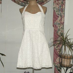 NWT $225 White Cut Out Eyelet Halter LAUNDRY SHELLI SEGAL 6 Beach Cruise…